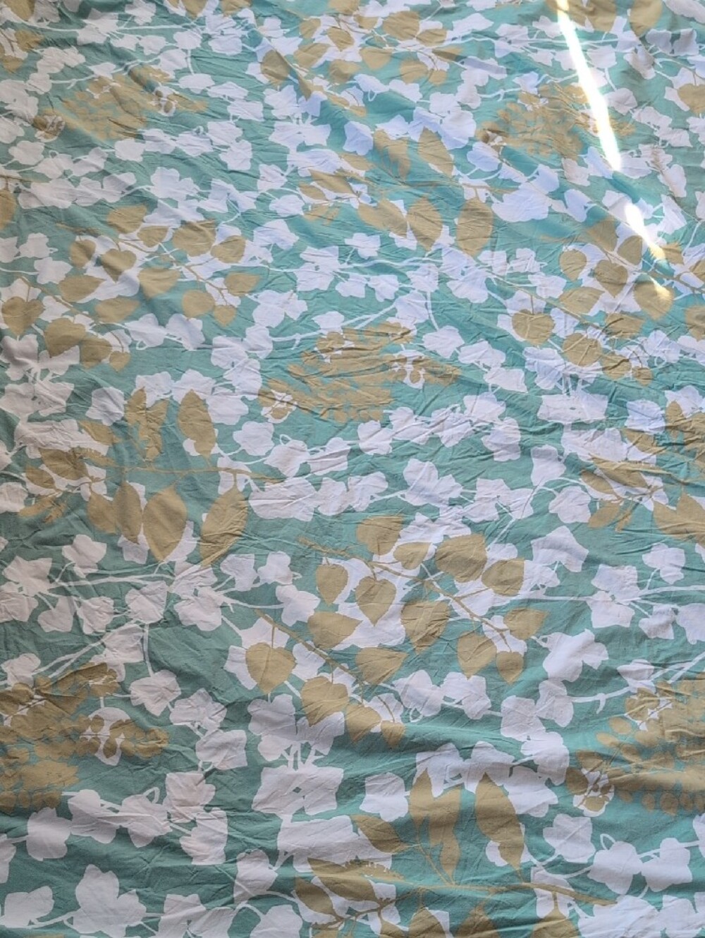 West Elm Pressed Leaves Duvet Comforter Cover Floral Mint, Gold Full/Queen - Picture 5 of 7